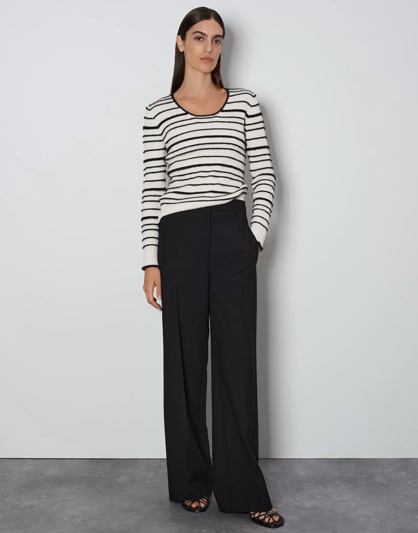 DAMES OPUS Wide Leg Pants Catsby Detail Zwart Online Bestellen