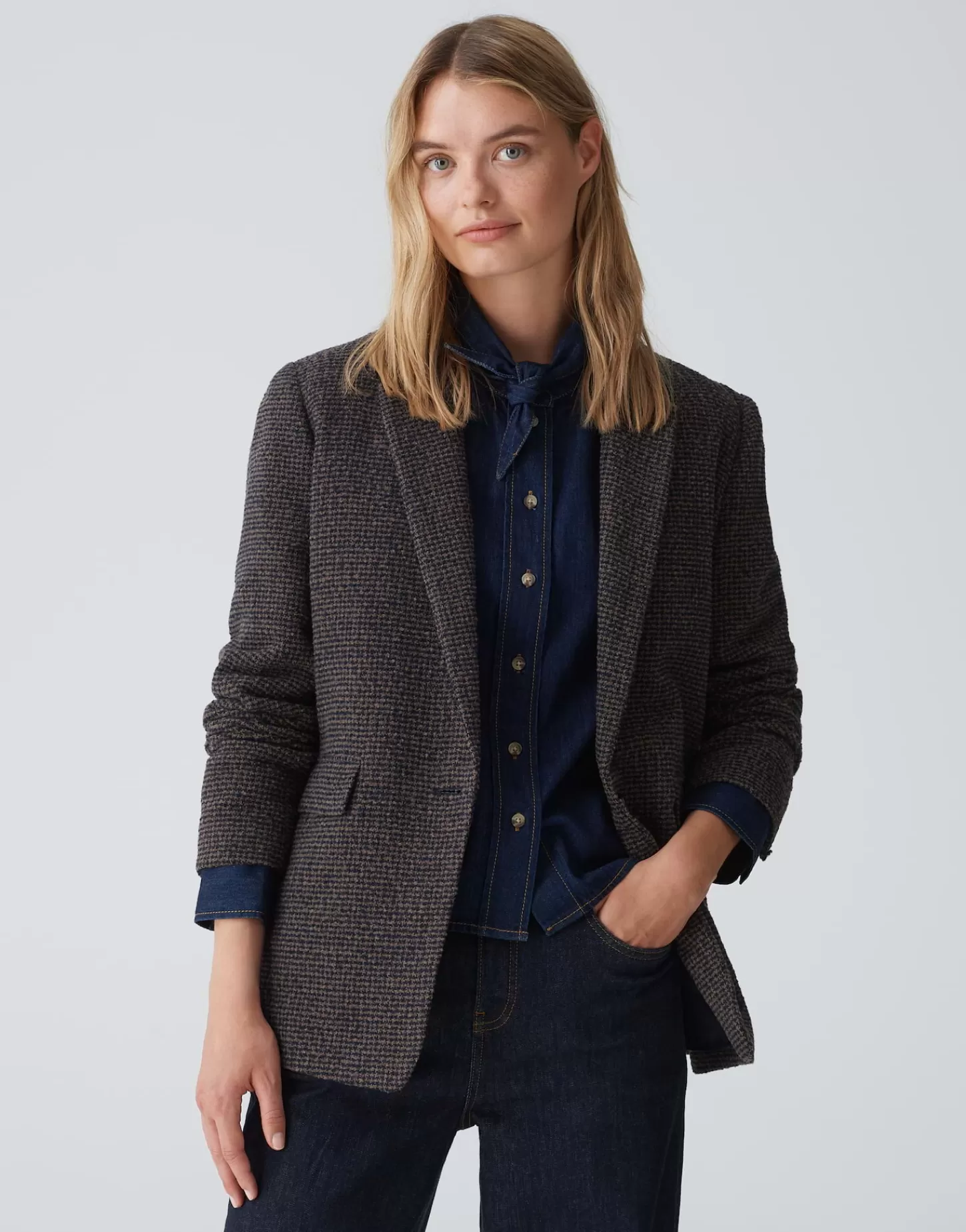 DAMES OPUS Wollen Blazer Jendala Blauw Online Bestellen